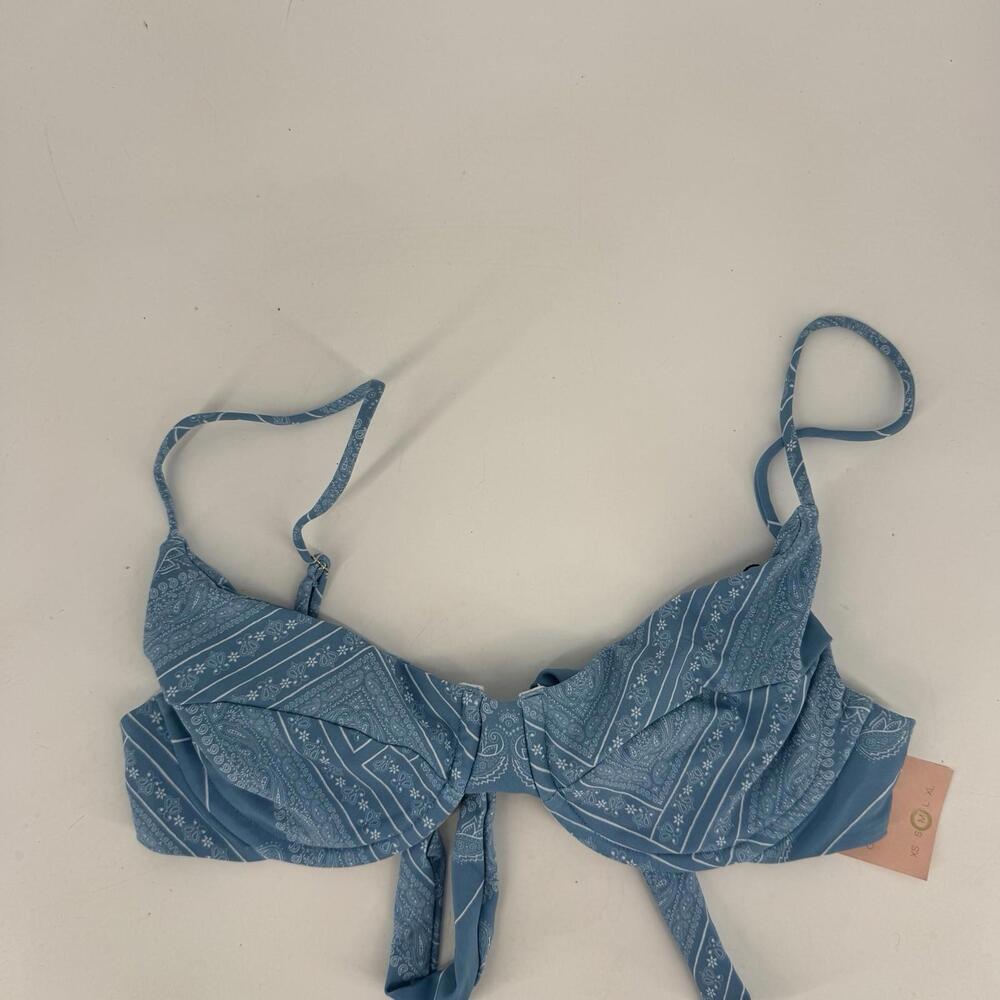 Skatie Blue Patterned Bikini Top